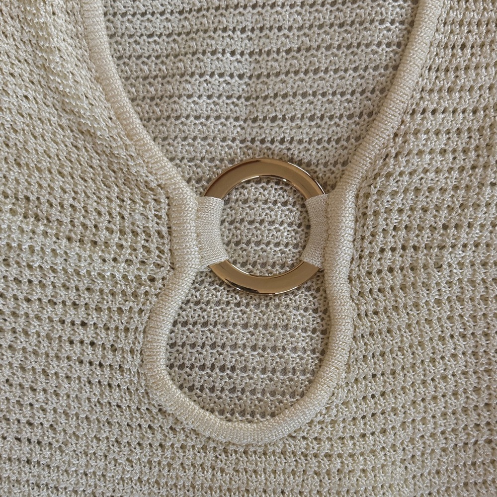 MONTEGO MINI DRESS - IVORY SHINY TREBLE KNIT Monday Swimwear Cream Knit Coverup - Picture 7 of 9